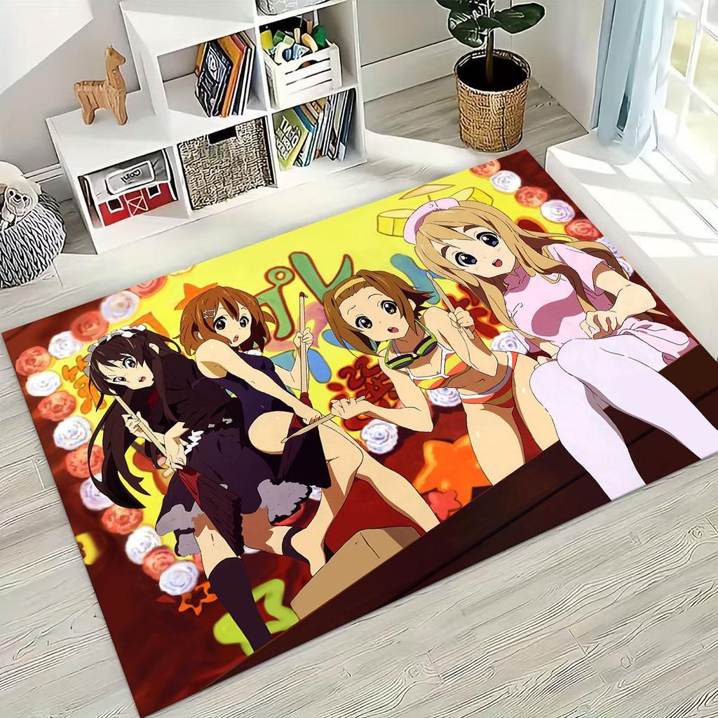 Anime K-ON Kawaii Girl Hirasawa Yui Music Cartoon Rug for Bedroom Living Room Sofa Home Doormat Decor,Kids Non-slip Floor Mat