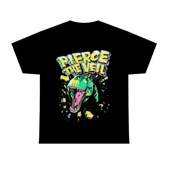 Pierce The Veil Dinosaur Men 100% Cotton T-shirt Mens Tees Top Black Cotton 100% Cotton T-shirt Mens Tees Top Cotton S