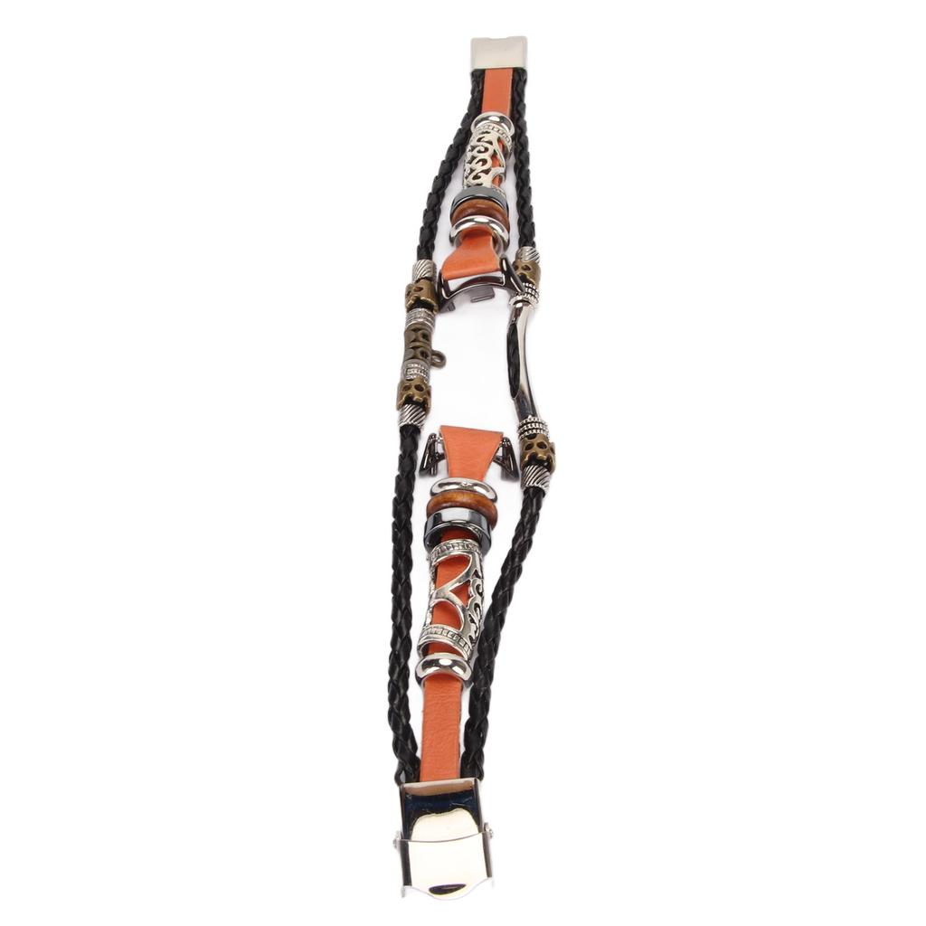 Smart Bracelet Strap Kit with Screwdriver Vintage Leather Alloy Bracelet Band Strap Wristband for Mi Band 8 Brown