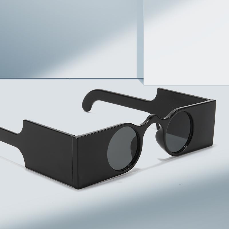 Retro Square Circular Women Fashion Sunglasses Black Outdoor Street Shoot Model Glasses Stylish UV Protection