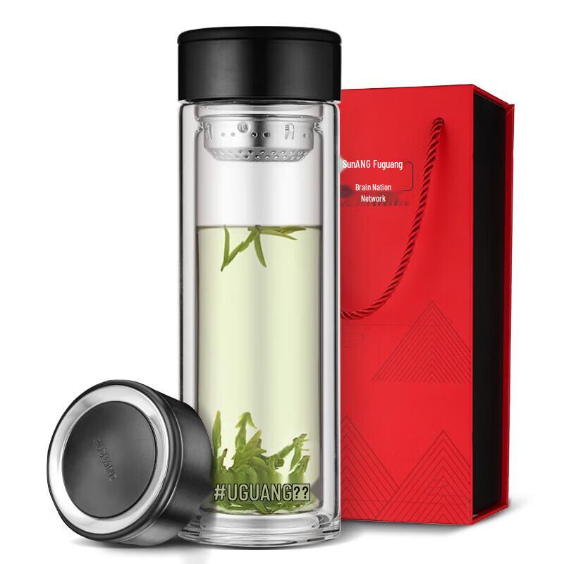 FUGUANG 330ML Double-Layer Business Glass Tea Cup