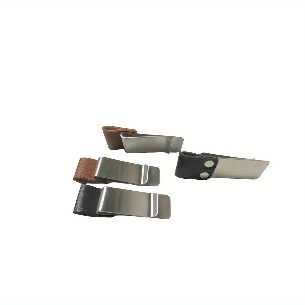 2Pcs Imitation Leather Pen Holder, Handbook Stainless Steel Pen Holder, Pencil Holder, Traveler's Notebook Accessories, Bill Holder, Handbook Holder.