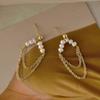 Beautiful Little Fairy Versatile Freshwater Pearl Fringed Earrings Chic and Elegant 14K Bag Gold Stud Earrings Fairy Light Luxury