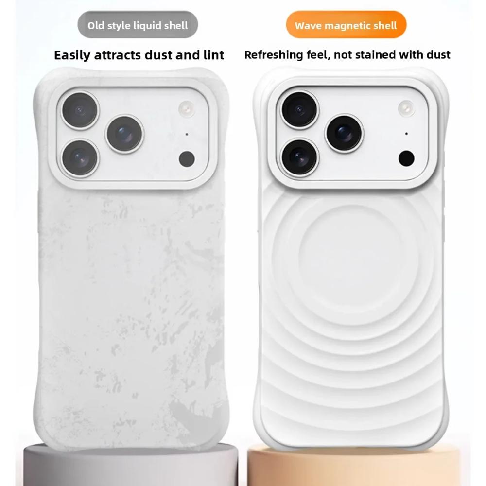 Coque de téléphone magnétique pour iPhone 17Pro Air 16 15 14 17 Pro Max Étui pour charge sans fil Magsafe Silicone Ondulation de l'eau Souple Coque