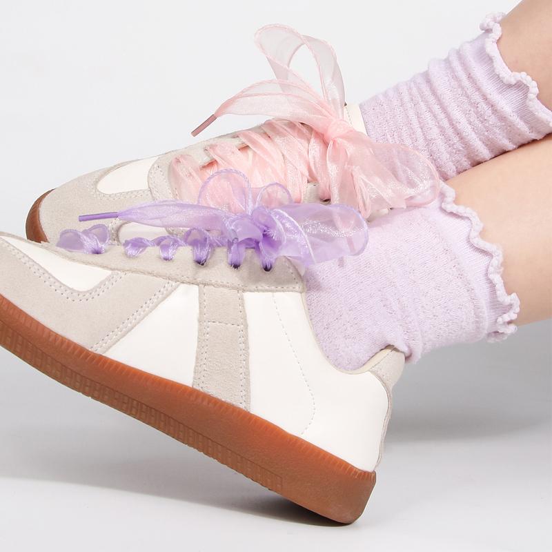 Fishtail Organza Ribbon Shoelaces, Transparent Sheer Bow Shoelaces, Elegant Replacement Laces for Sneakers, Casual Shoes