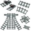 MOC Binari per Treni Città Incrocio Deviatoio Flessibile Biforcazione In Salita Rettilinei Curvi Mattoncini Ferrovie Giocattoli Creativi Fai da Te