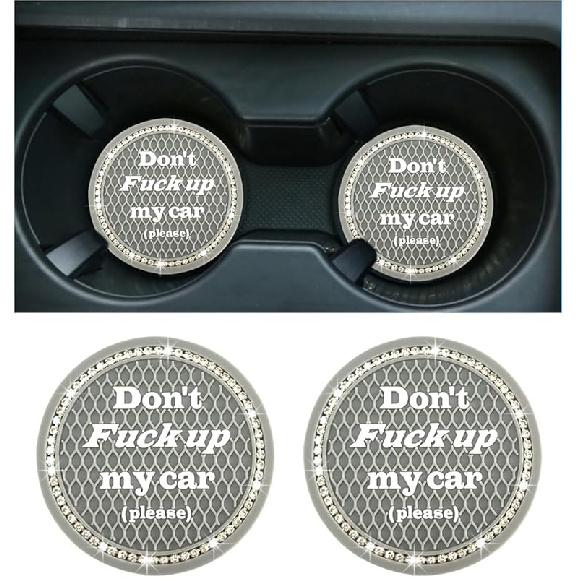 4 PCS Bling Car Cup Coaster, 2.75 Inch Anti-Slip Cup Holder Ert Coasters, Universal Crystal Rhinestone Auto Drink Car Cup Mat, Interior Car 2 PCS