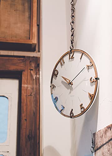 Interform CL-3707 Fisse Radio-Controlled Wall Clock, White/Light Brown Wood, Diameter 30cm X Depth 5.5cm