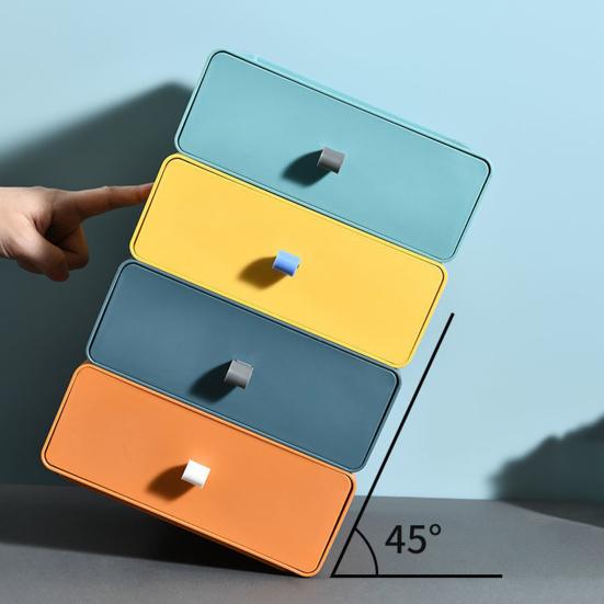 Storage Box Pull-out Design Save Space High Capacity Pure Color Superimposed Solid Storage Cosmetic Little Knob Rectangle Shape Storage