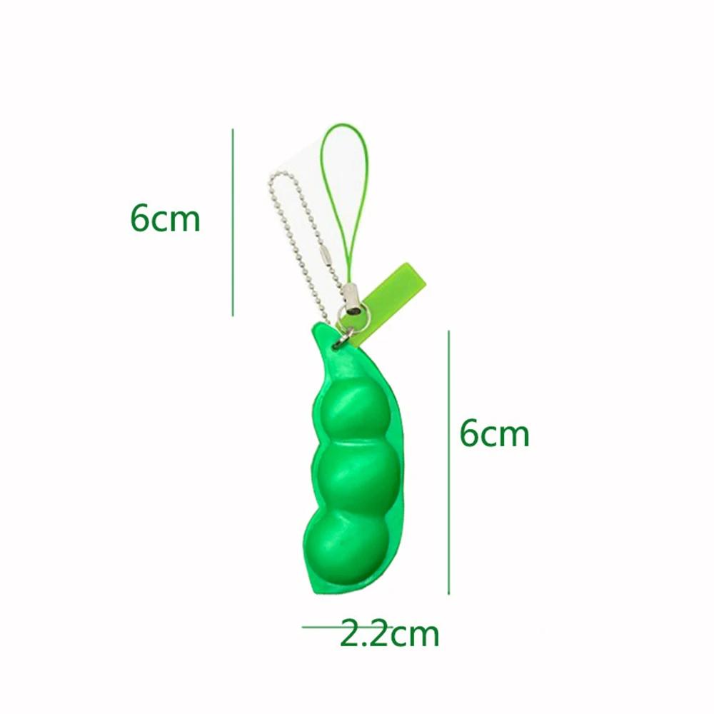 2/4/6 Szt. Uroczy Edamame Ściskany Fasolka Fidget Zabawka Breloczek, Przenośny Mini Breloczek do Odstresowania Ściskana Fasolka