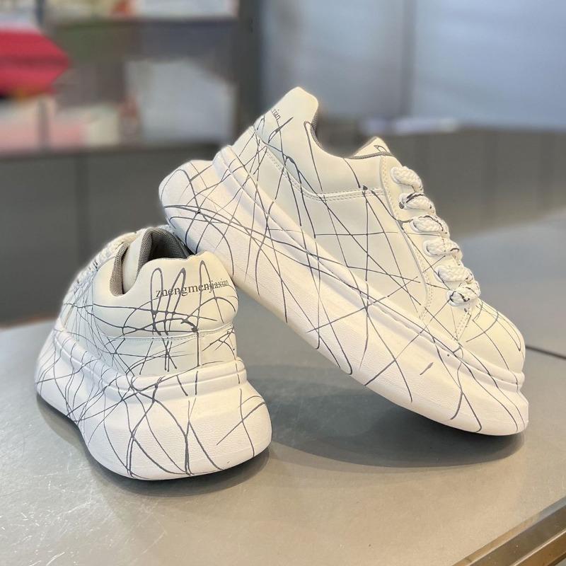 Fashion Versatile Men's Platform Vulcanized Shoes Luxury Brand Damping Wear-resistant Sneakers Anti Slip Increased Casual Walking Shoes