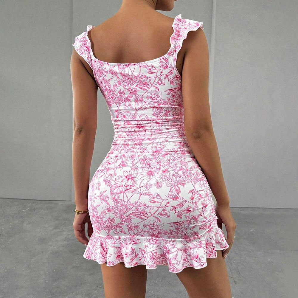 Damen Frühling und Sommer Sexy Süße Busted Floral Design Kurze Kleider