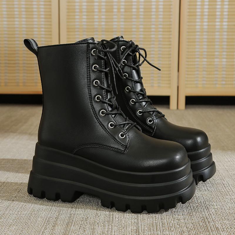 Anime Cosplay Dames Mid-Calf Martin Laarzen - 15cm Hoogte-Verhogend, Dikke Zool, Korte Stijl, Grote Maten Beschikbaar.