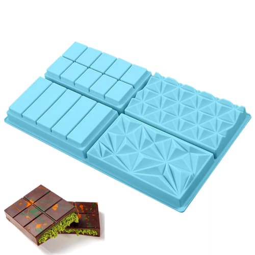 DEVENTORZ Chocolate Mold, Silicone Mold, Deep Chocolate Mold, Non-Stick Chocolate Mold, 4-Cavity Rectangular Chocolate Mold, Silicone Candy Bar Mold F