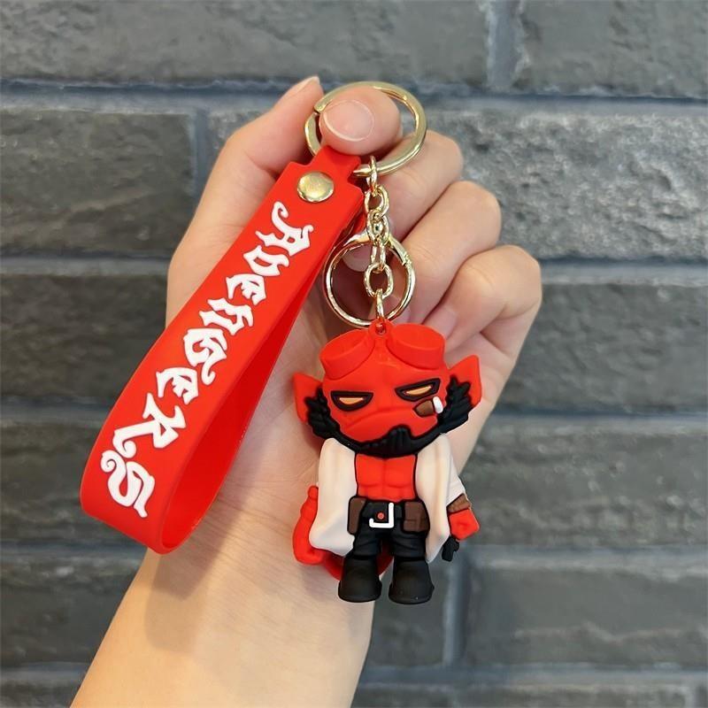 American Keychain Hellboy Style Demon Key Accessory Soft Rubber Long Horn