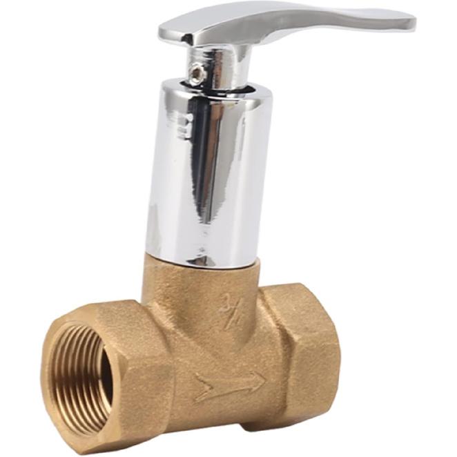 Water Stop Valve 3/4in Concealed Ceramic Brass Electroplated Water Valve Water Shut Off Valve for Kitchen Bathroom