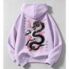 Vintage Japanese Streetwear Kids Hoodie Black Dragon Sakura Cherry Blossom Print Loose Oversized Pullover For Boys Girls
