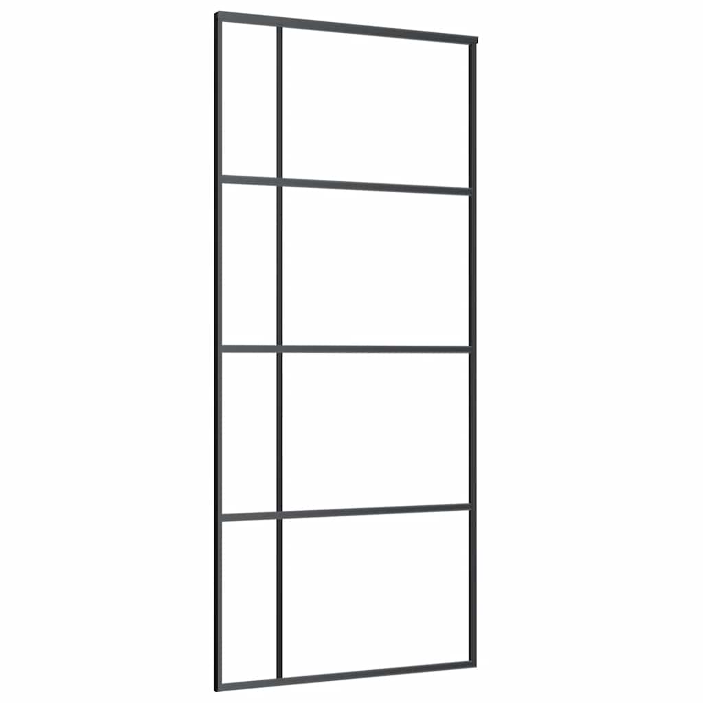 Vidaxl Drzwi Przesuwne, Szkło Esg I Aluminium, 90X205 Cm, Czarne