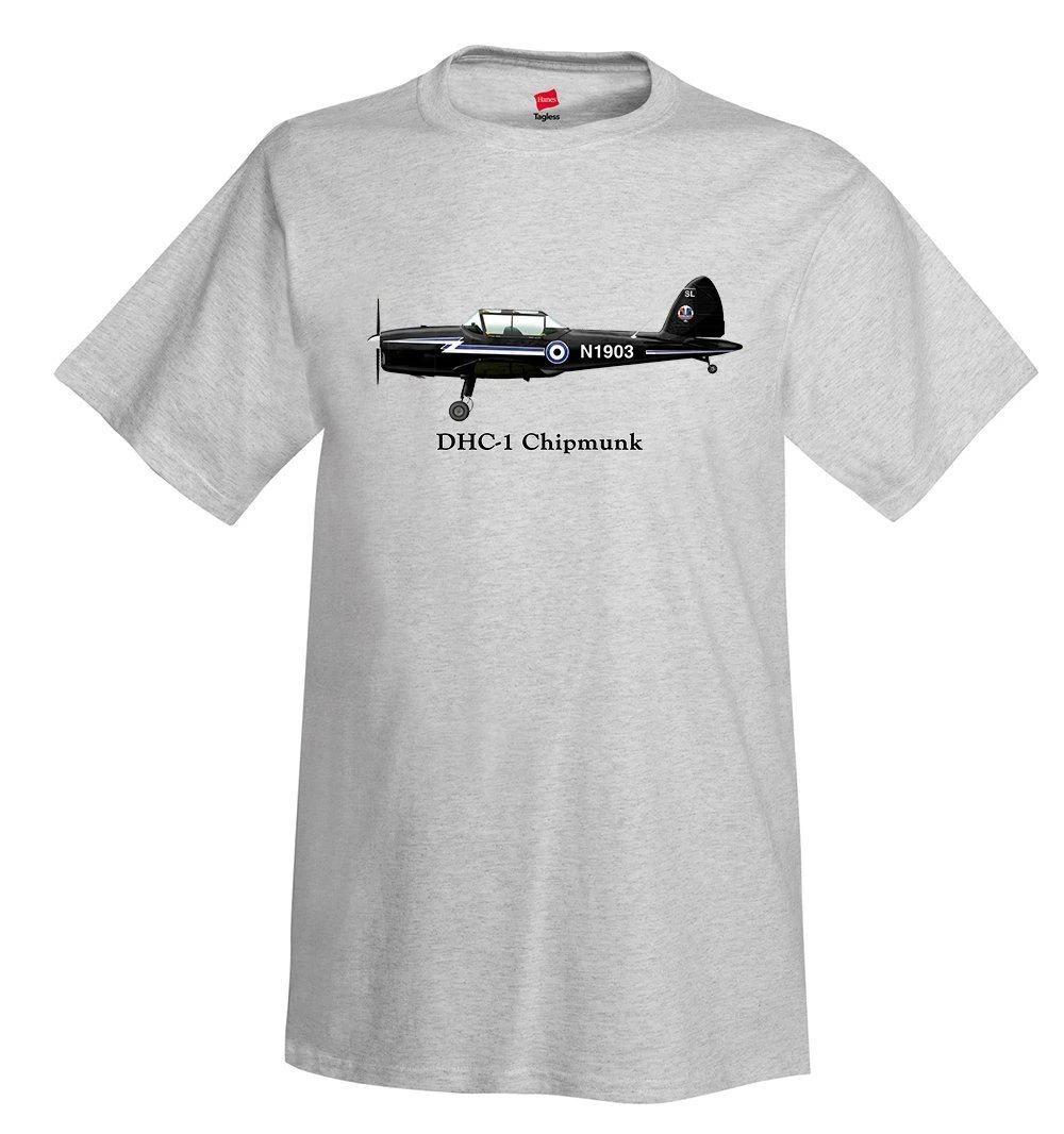 Футболка с изображением самолета De Havilland Canada DHC-1 Chipmunk - Персонализированная с вашим номером N# S