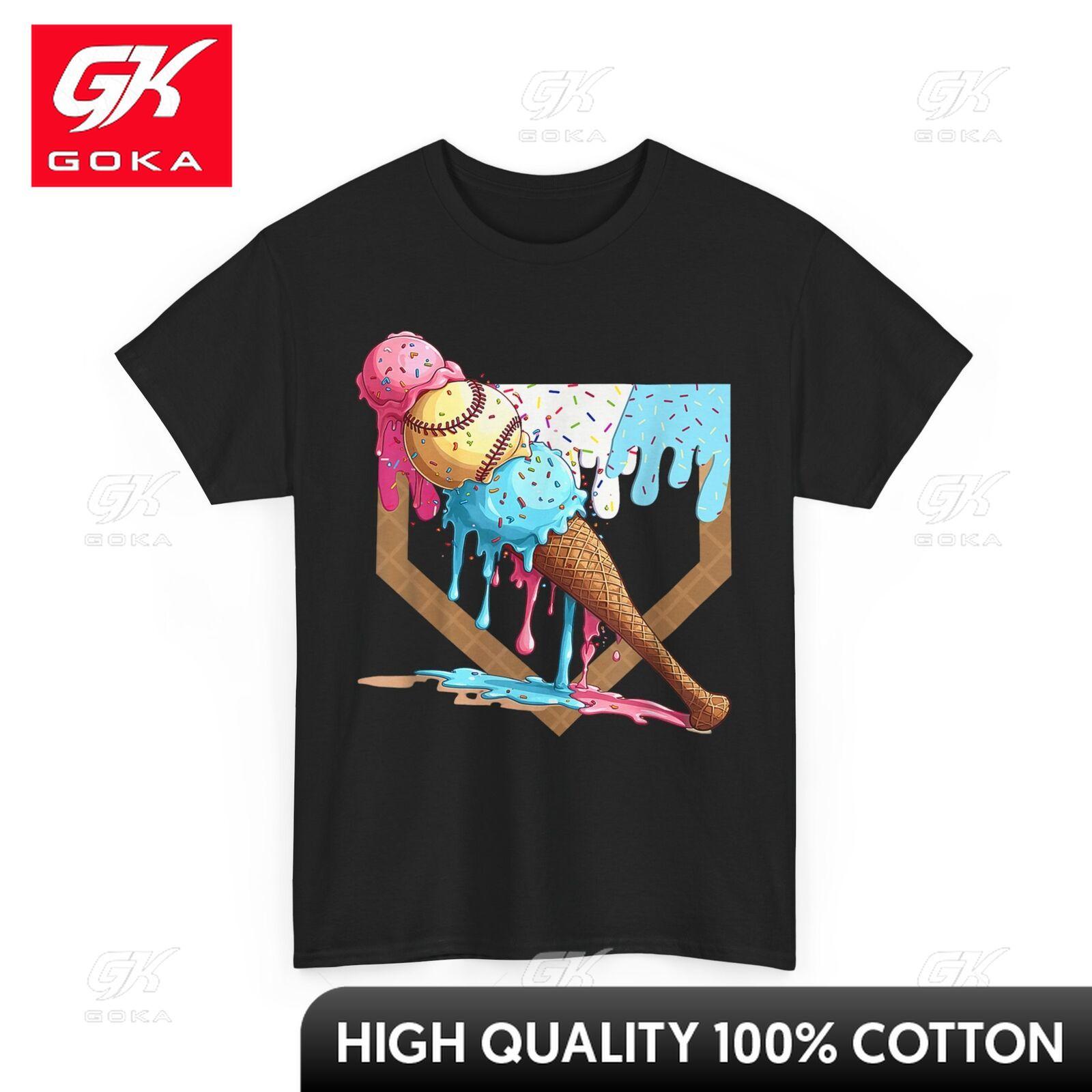

Baseball Ice Cream Shirt Sports Lovers Baseball Supporters Cute Neutral Funny Sleek TShirts Polished Athletic Perfect Tee S