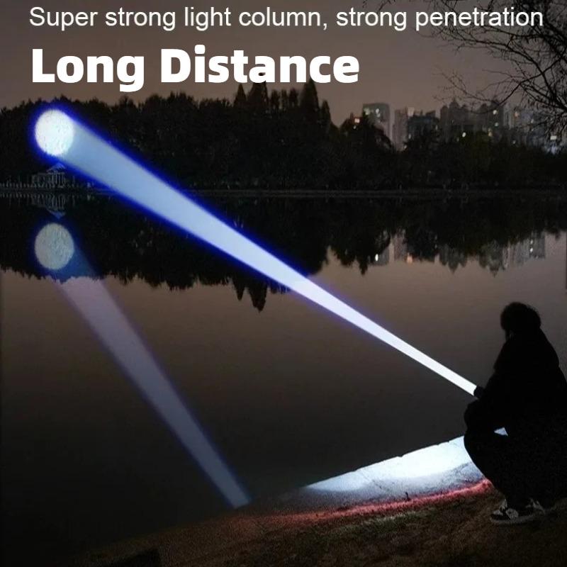Super Powerful Flashlight Rechargeable Zoom Fluorescent Strip Torch with COB Work Light Outdoor Emergency Lighting