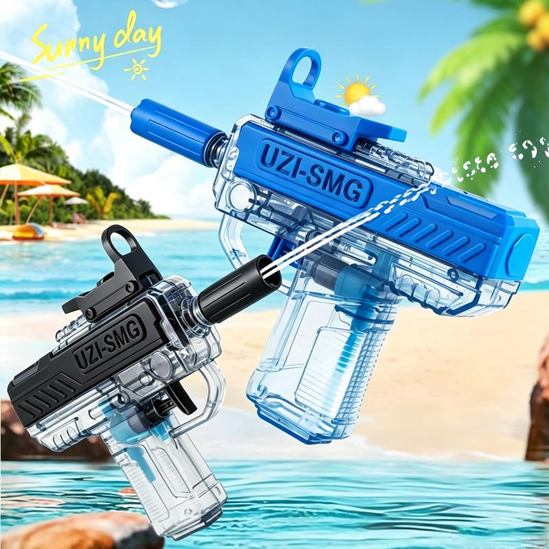 Transparent UZI Manual Water Gun Long Range High Pressure Squirt Blaster, Easy Fill Summer Pool Beach Water Fight Toy Party Gift