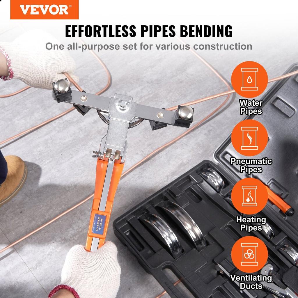 Pipe Tube Bender, 1/4"-7/8" Ratcheting Tubing Benders, 90° Forward/Reverse Pipes Bending Tools with 7 Dies for HVAC Air Conditioning Refrigerator
