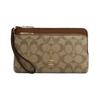 COACH Double Zip Wallet 20 Double Zip Leather Card Holder Wallet Clutch Medium Women's Saddle Brown