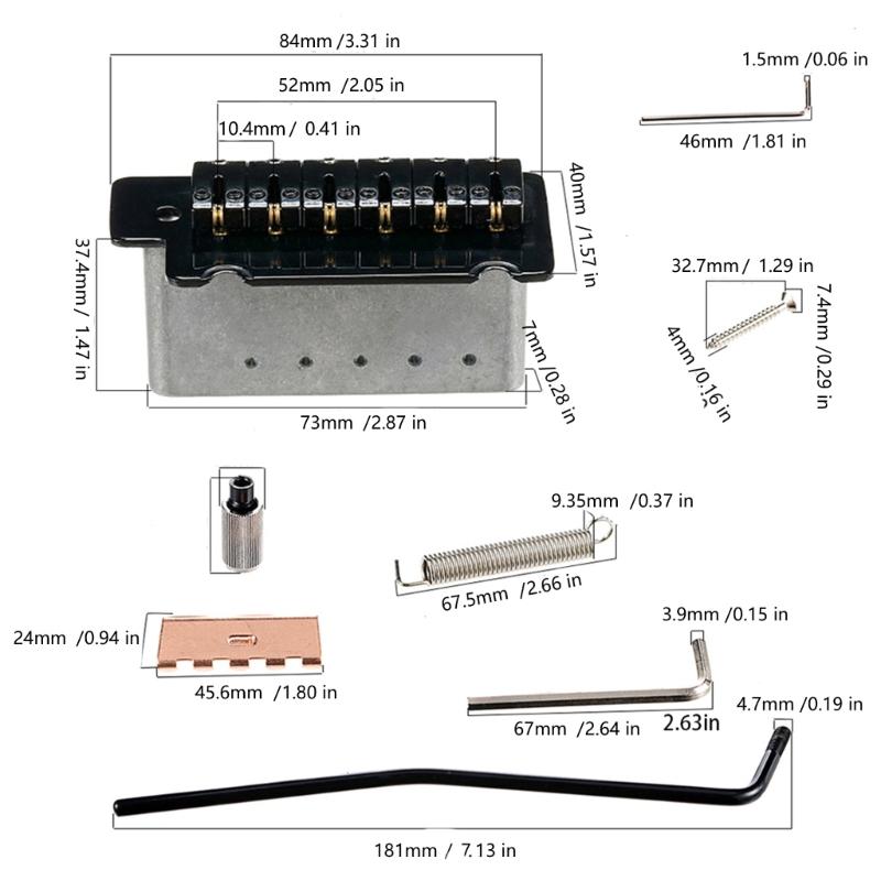 Professional 2 Point Tremolo System Metal Texture for Electric Guitars with Roller Saddles and Installation Hardware