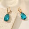 Blue Big Waterrop Dangle Earrings for Women 2025 New Fashion Synthetic Crystal Earring Golden Party Jewelry Accessories