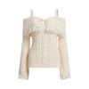 Damen einfarbiges Spitzen-Ein-Schulter-Träger-Strickpullover-Top