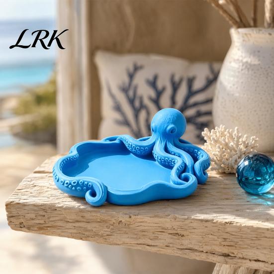 Octopus Shaped Jewelry Holder 3D Printed Tray, Ocean Animal Earrings Necklace Ring Small Accessory Dish Decorative Keys Trinkets Organizer Tray