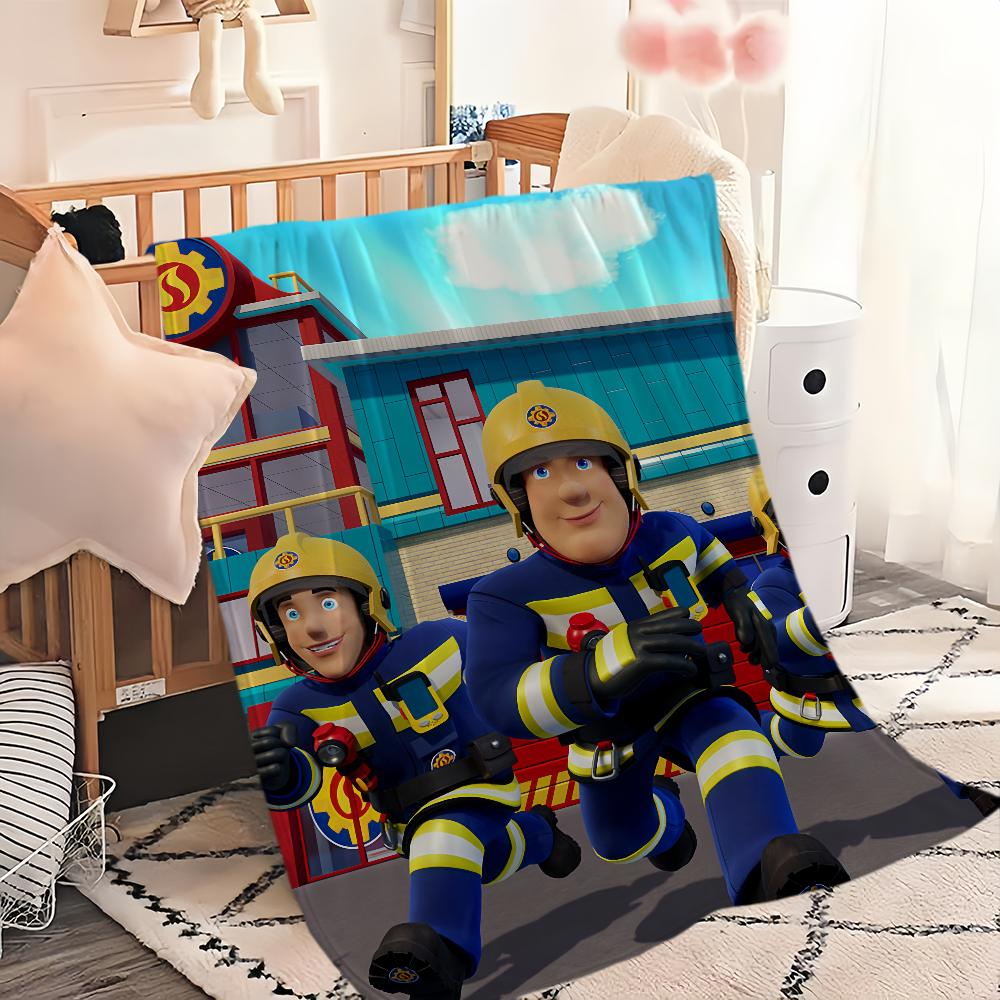 Manta de dibujos animados Fireman Sam Suave Cómoda Peluche para siesta Adecuada para Sala de estar Oficina Dormitorio Cumpleaños Hogar Regalo para niño