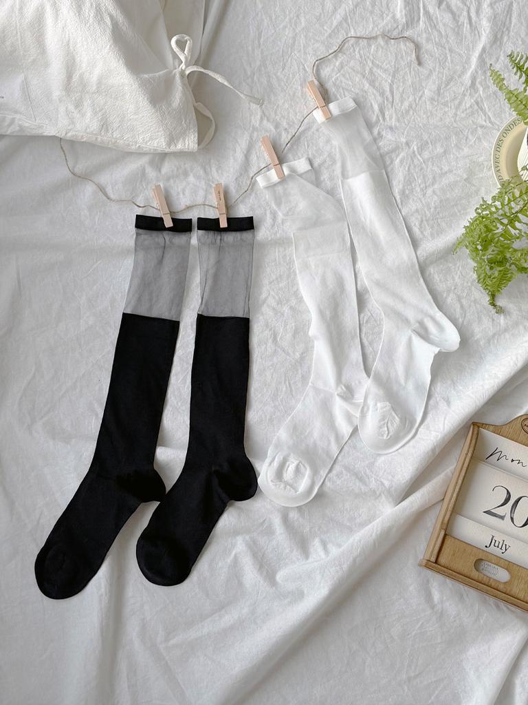 Bialicheu [2Pack] Minette See-Through Block Knee Socks 2 Colors