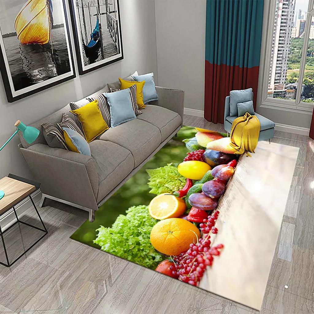 Vegetable Carpet Green Healthy Food Rug Colorful Printed Rectangle Area Rugs Yoga Mats Bedroom Living Room Decor Soft Door Mat