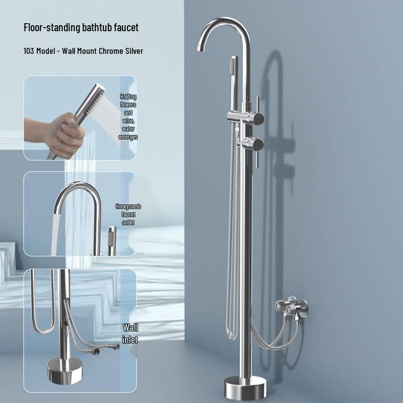 Tai Ju Fu Wall-Mounted Bathtub Faucet - Hot & Cold, Silver