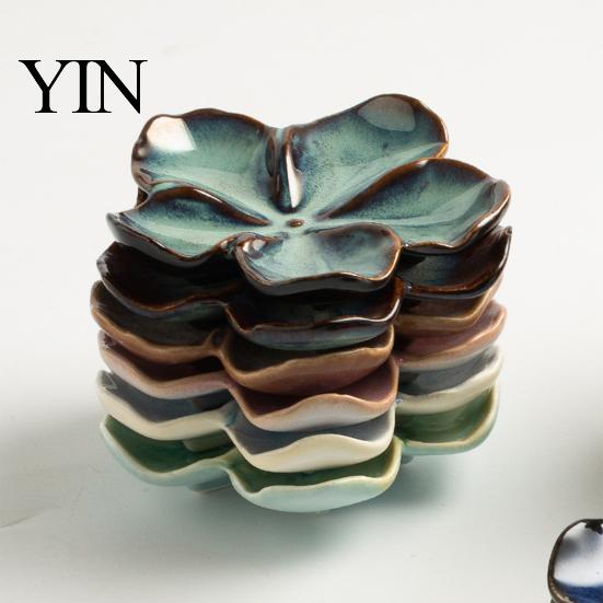 Cherry Blossom Dip Dish Sauce Dish, Ceramic Sushi Soy Dipping Bowl, Small Japanese Style Decorative Seasoning Appetizer Serving Plates for Kitchen
