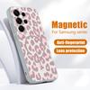 Magnetic For Magsafe Case For Samsung Galaxy S26 Ultra S25 Edge S24 Plus S23 FE S22 A54 A55 A56 5G Pink Leopard Print Matte Cover