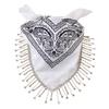 Cashew Flower Print Bandana for Adult Unisex Glittering Crystal Tassesls Head Scarf Neckerchief for Music Festival Party