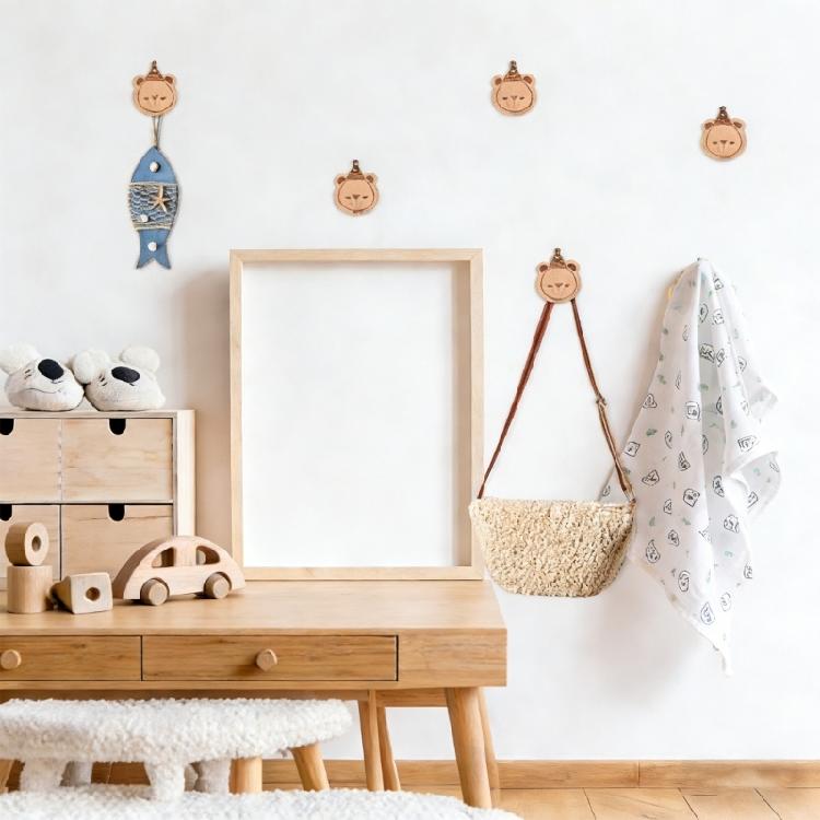 User Friendly Wooden Animal Hooks Damage Release Installation Works On Any Smooth Surfaces Decorative Wall Hooks