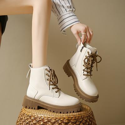 Bottes courtes femme 2025 automne et hiver nouvelles bottines style britannique semelles souples bottines courtes bottes en cuir courtes qui mettent en valeur