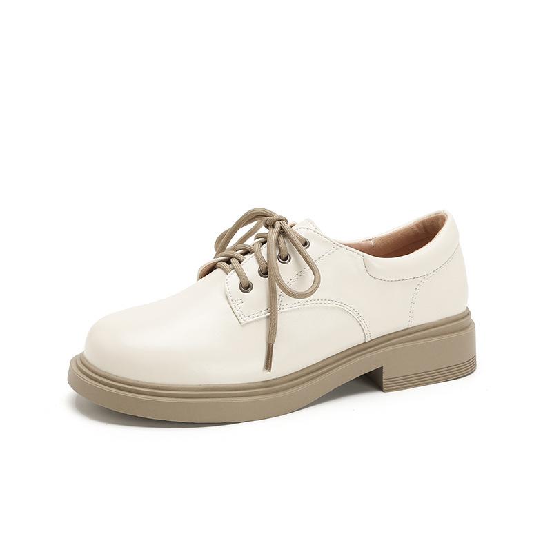 

Женская обувь из натуральной кожи на толстой подошве, с завязками на средней высоте, с длинными чулками и юбкой для повседневной офисной работы и британская кожаная обувь 40