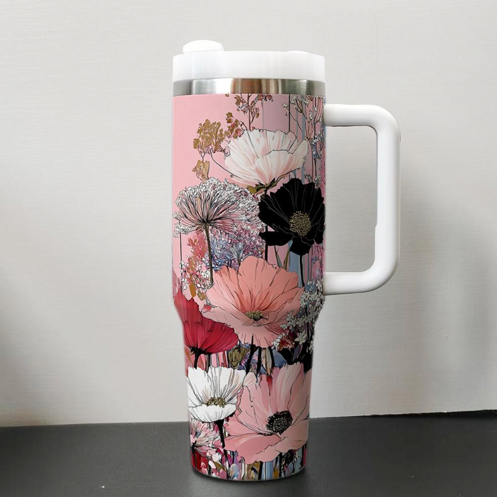 Flower Tumbler 40oz Ice Cup Large Capacity Car Cup Beer Cup 40oz