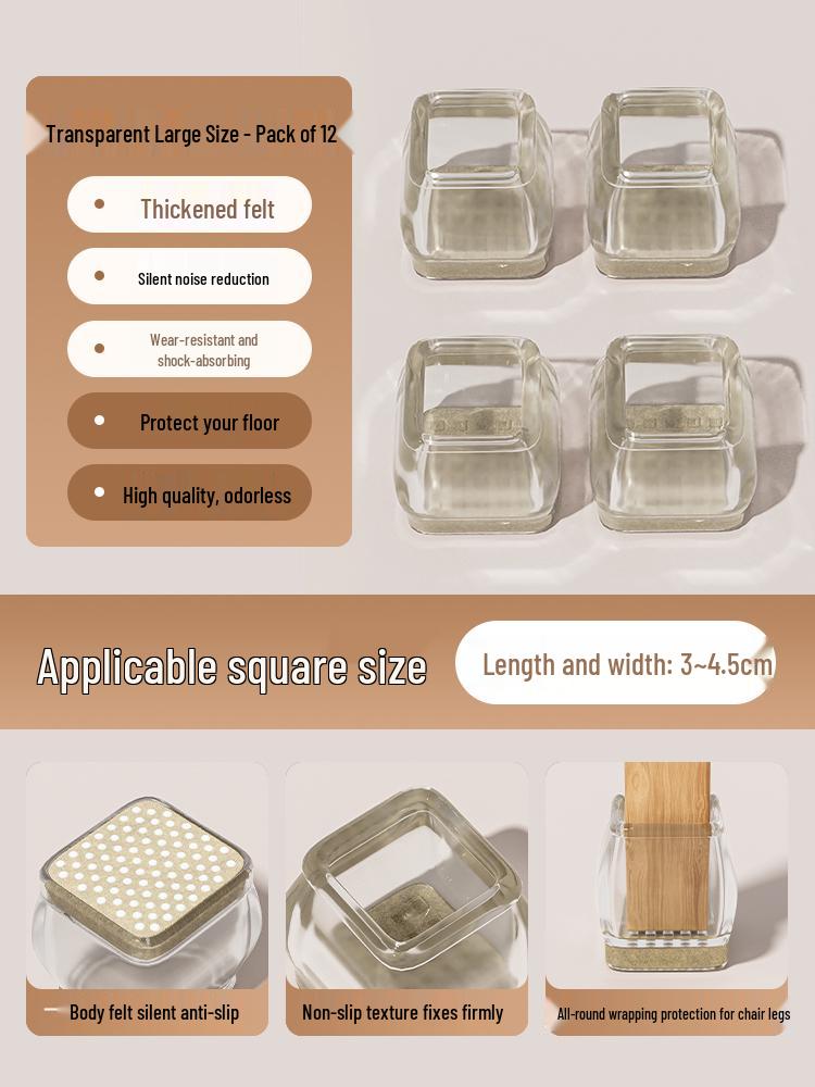 Anti-Slip Silicone Table & Chair Leg Pads - Wear-Resistant Protection for Dining Furniture