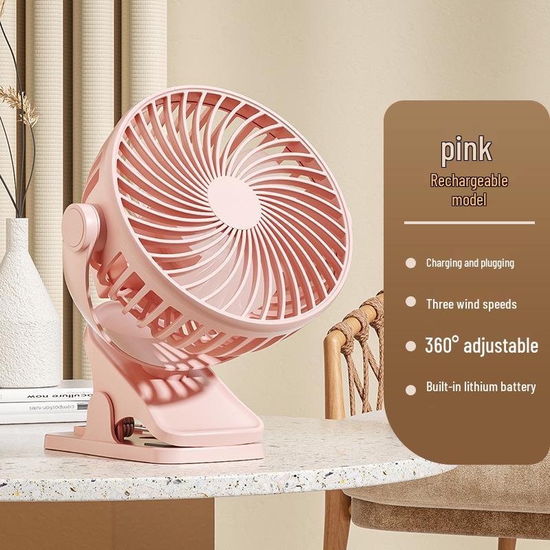 Rechargeable High-Power Mini USB Clip Fan for Office/Dorm - Long Battery Life, Compact, Stylish Design