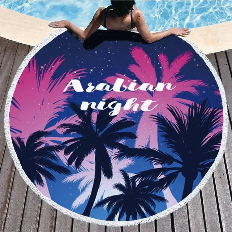 Tropic Plant Hawaii Coconut Tree Summer Beach Towel For Adult Kids Comfortable Soft Microfiber Round Shower Bath Towels