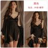 Silky fine flash satin deep V plus chest pad pure desire backless suspender nightdress robe loungewear set