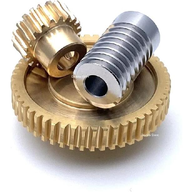 0.8M 304 Stainless Steel Worm Brass Gear Turbine Worm Gear Set 1:20/30/40/50/60 Teeth Industrial Accessories 1set (Color : Worm 5mm, Size : 20