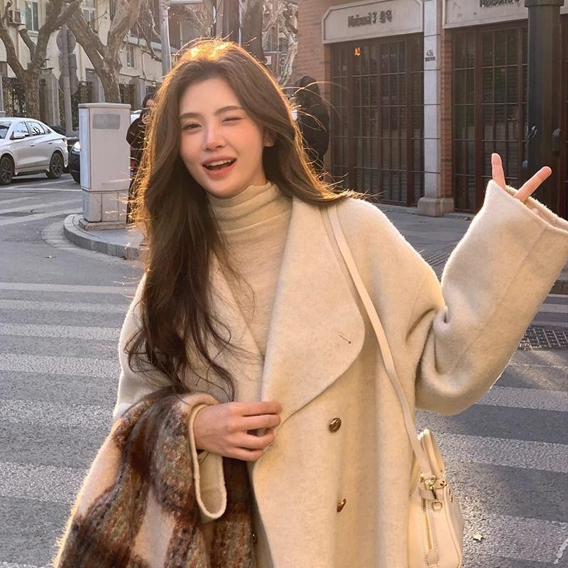 Women's Mid-Length Gray Wool Coat - Double-Sided, High-End Feel for Autumn/Winter 2025.