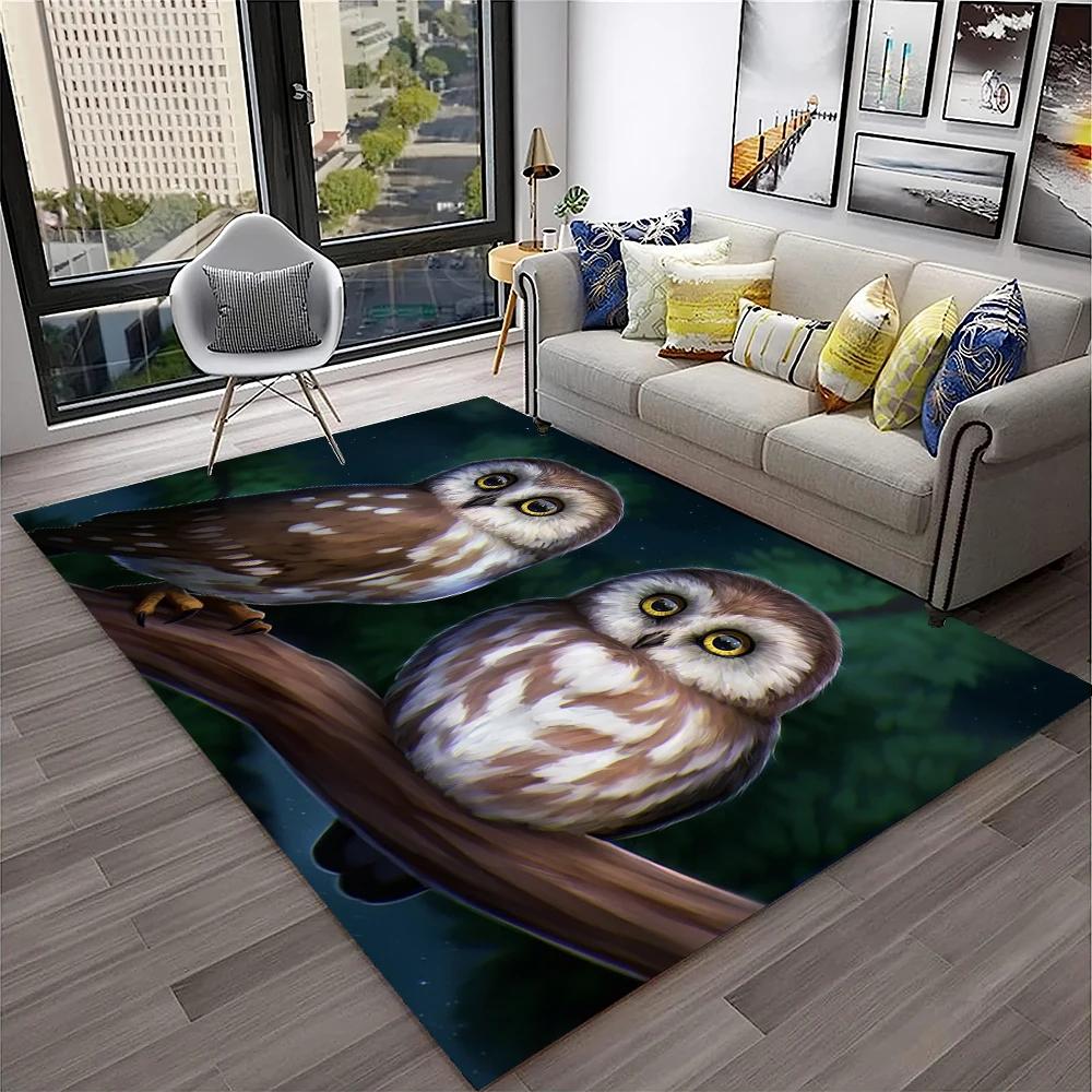 Urocza Sowa Seria 3D Kreskówkowy Dywanik do Domu Salonu Sypialni Sofy Kuchni Wycieraczka Dekoracja, Dywanik do Pokoju Dziecka Mata Podłogowa Antypoślizgowa